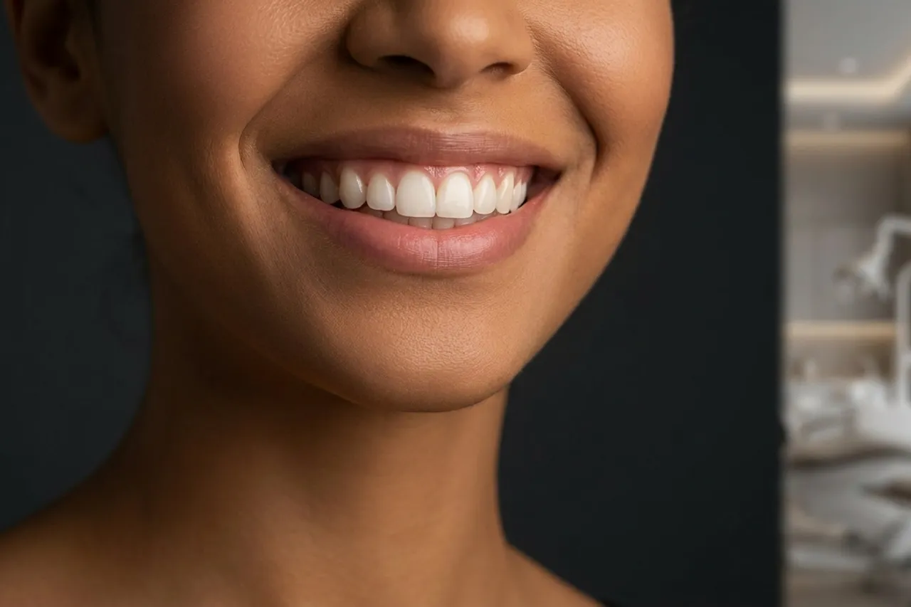 Sorriso com gengiva de cor uniforme e saudável